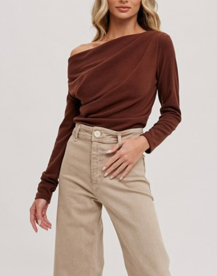 Brown Off Shoulder Top
