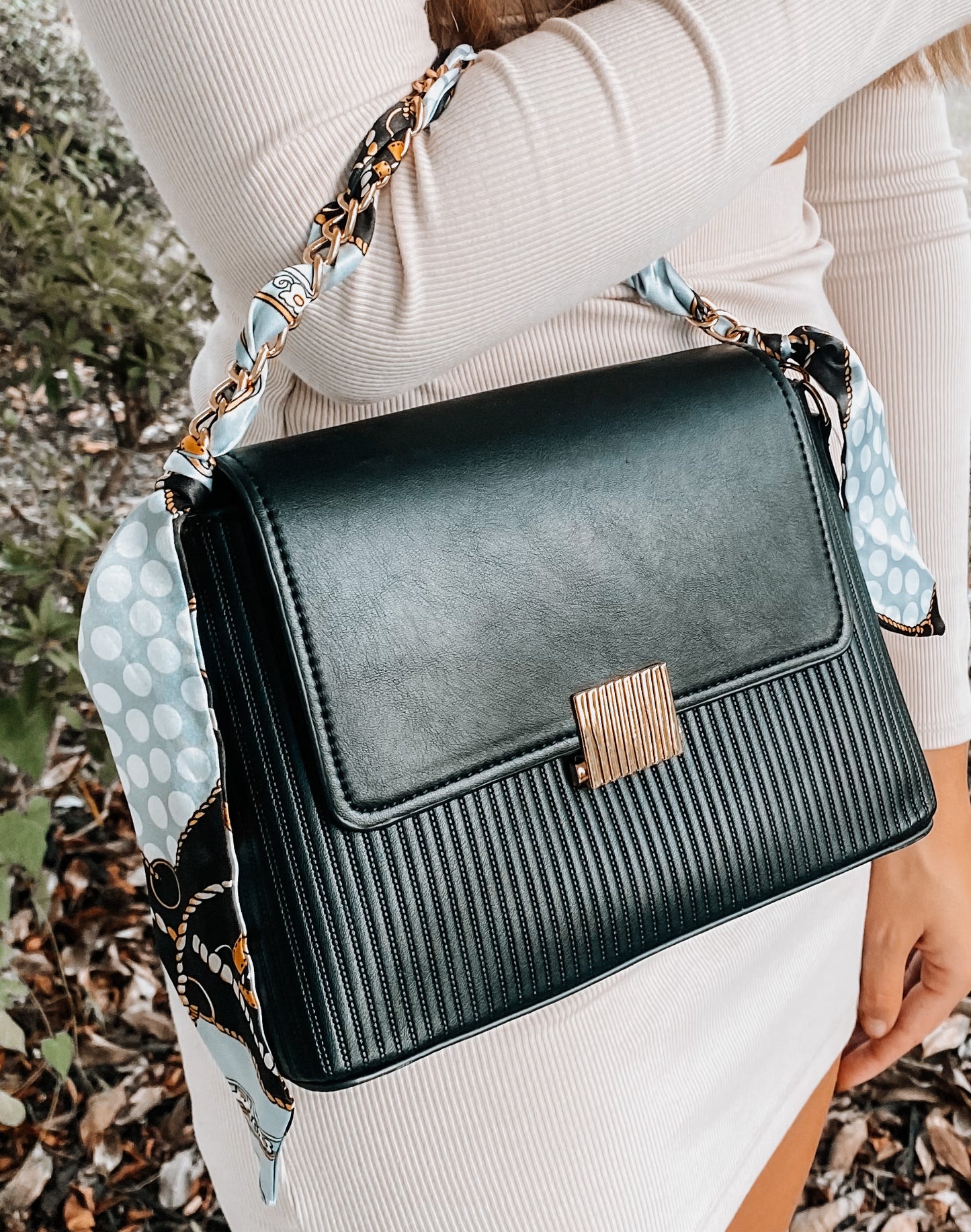 Black Ribbon Crossbody Purse