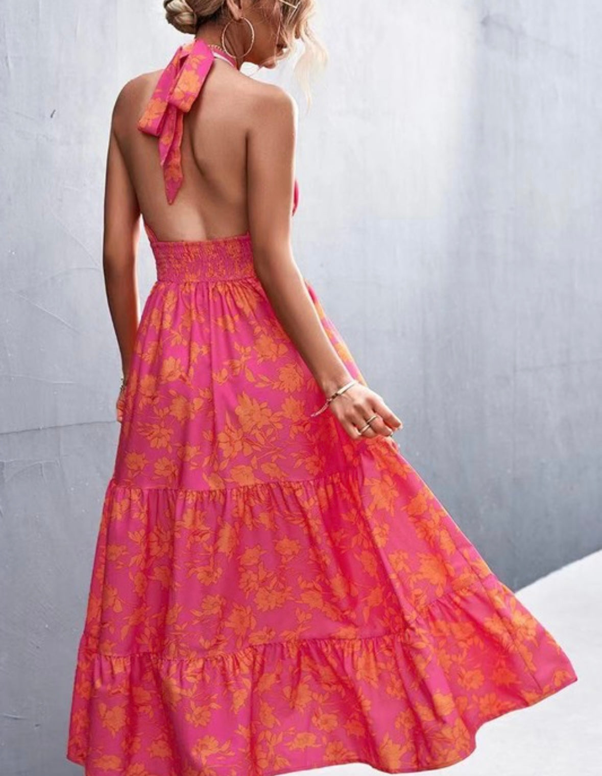 Pink & Orange Maxi Dress