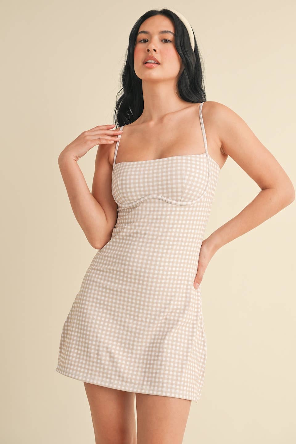 Gingham Print Sweetheart Dress