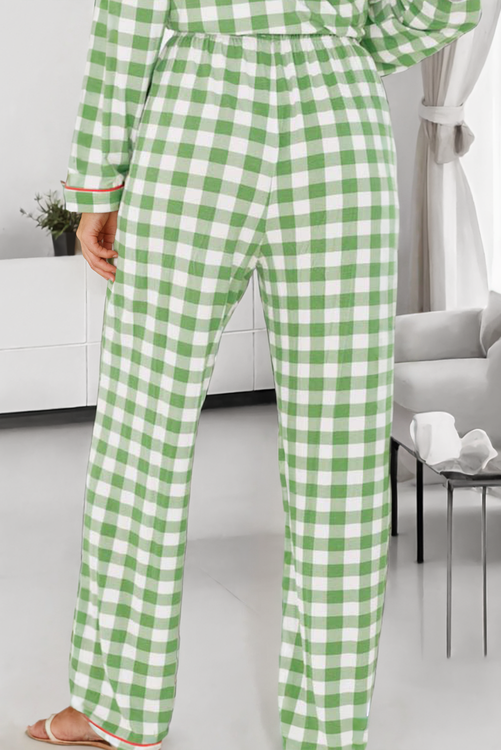 LDC Christmas Plaid Print Shirt and Pants Pajama Set