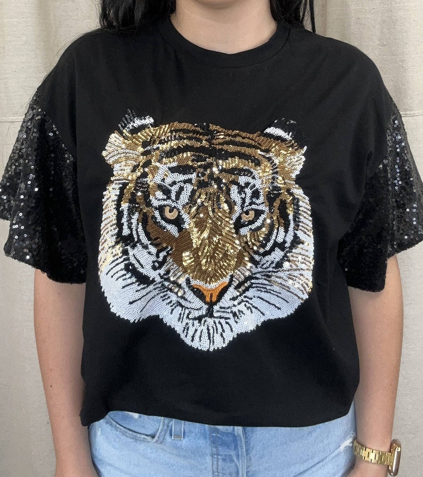 Eye of the Tiger | Women's Sequin Flowy Shirt