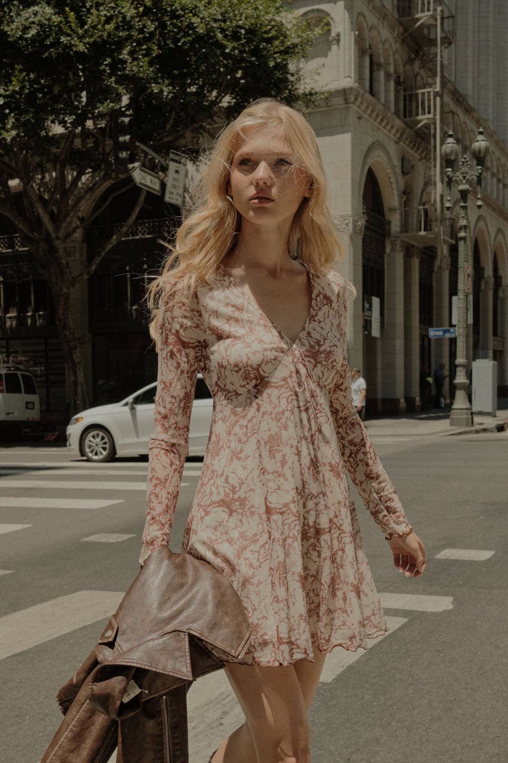 Floral Mesh High-Waist Wide-Leg Long-Sleeve Romper