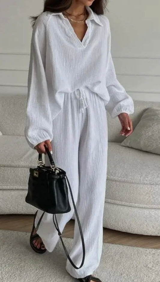 White Gauze Pant Set