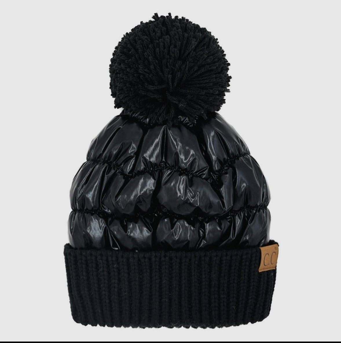 Black Puffer Beanie