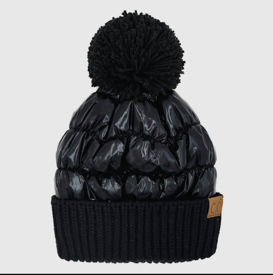 Black Puffer Beanie
