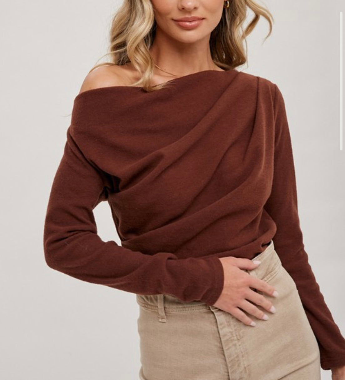 Brown Off Shoulder Top
