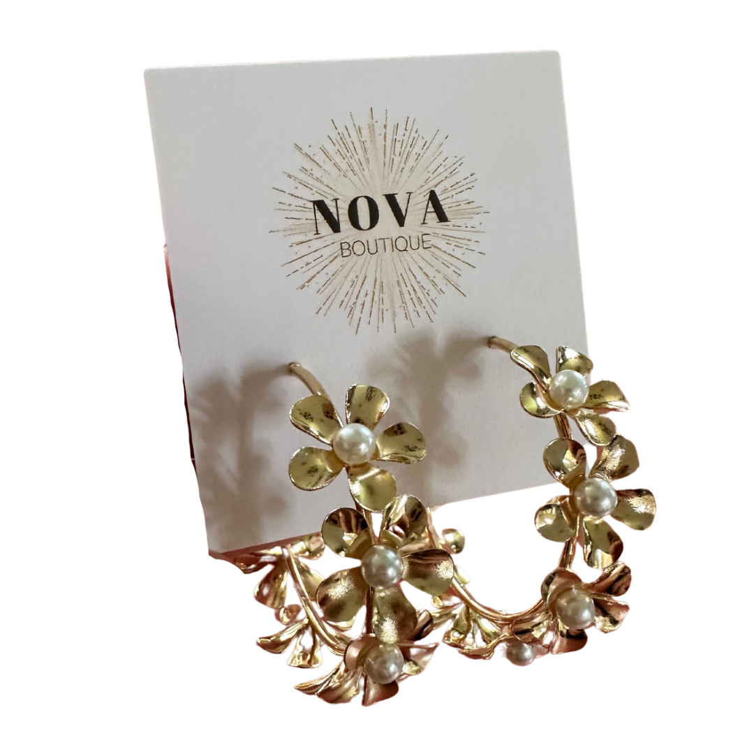 Flower Pearl Hoop
