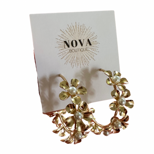 Flower Pearl Hoop