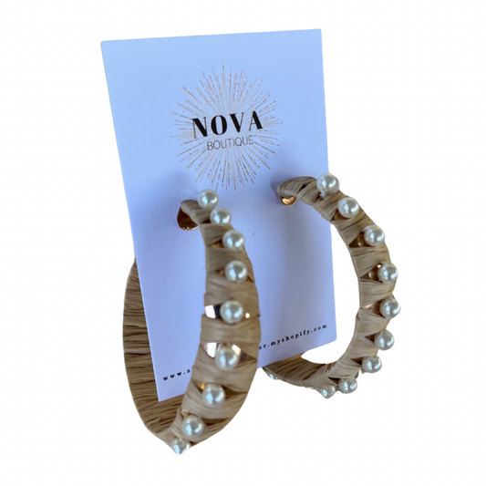 Beige Pearl Hoop