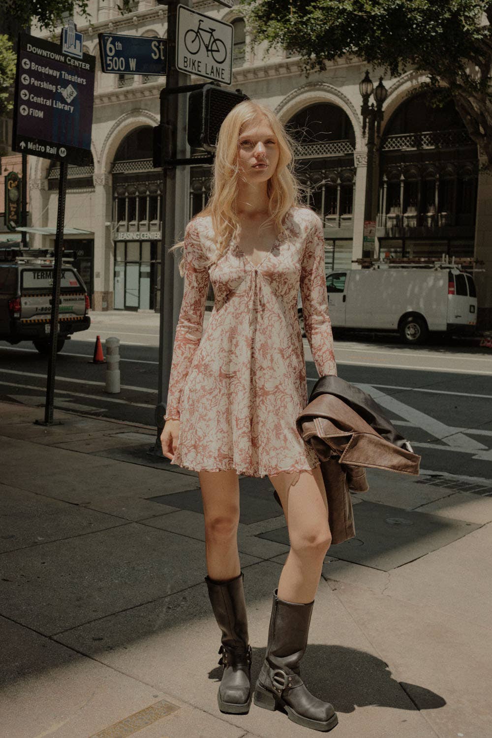 Floral Mesh High-Waist Wide-Leg Long-Sleeve Romper